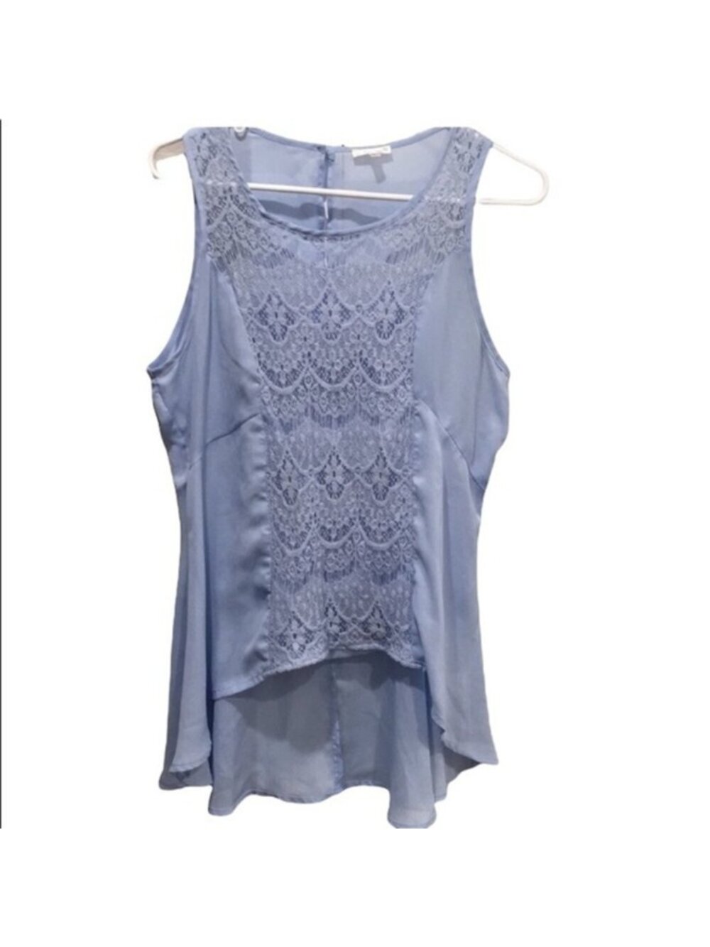 Blue sleeveless Sheer tank top baby blue over top